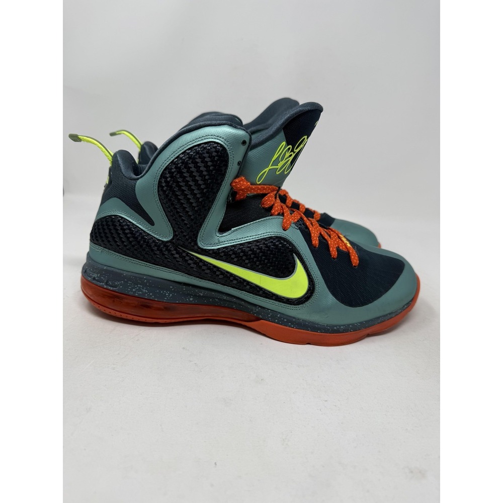 Nike LeBron 9 Cannon Shoes Mens Size 12 Teal Orange Basketball 469764-004